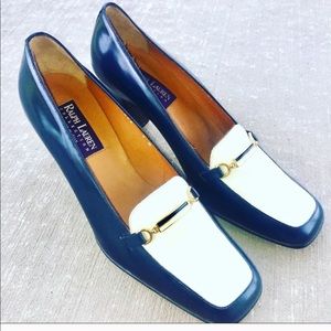 Ralph Lauren Teal and White Loafer Heels